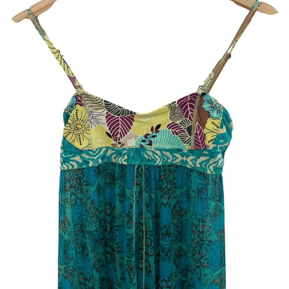 Maaji Teal Printed Midi Dress with Floral Bust - Picture 3 of 15